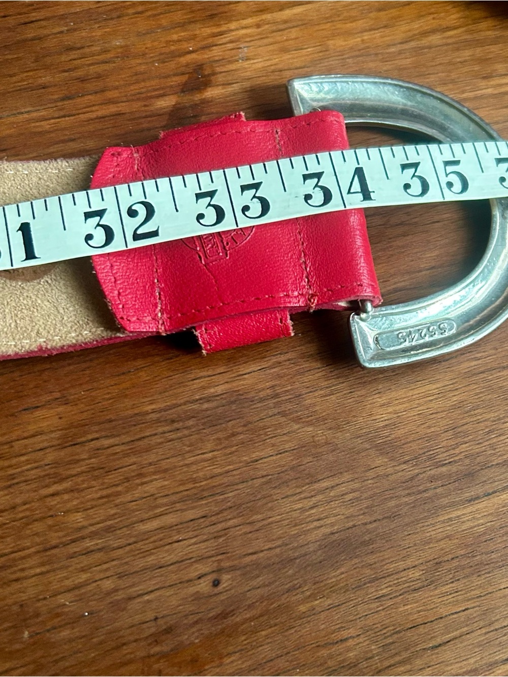 Authentic vintage Au Coton red leather belt, proudly made in Canada. - Picture 9 of 11